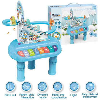 Multi-functional penguin stair climbing 2 in 1 children's early education electronic organ toys