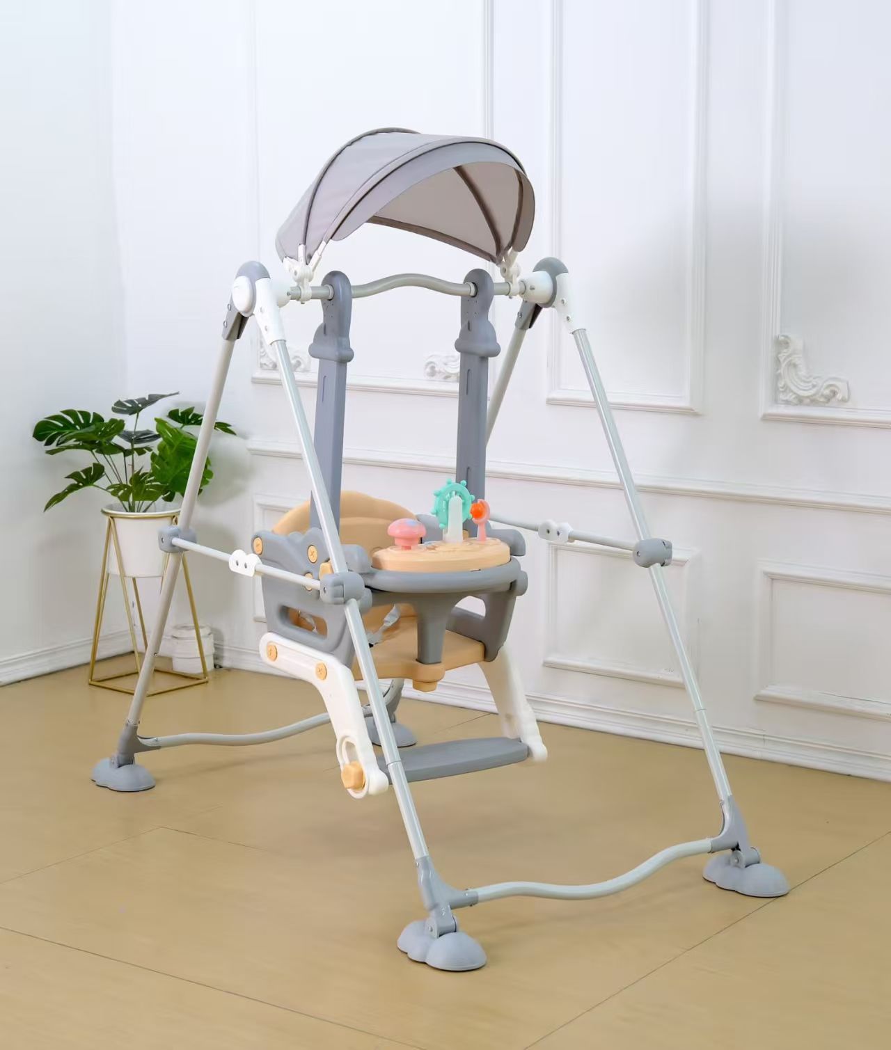 baby indoor swing with safety seat and musical tray