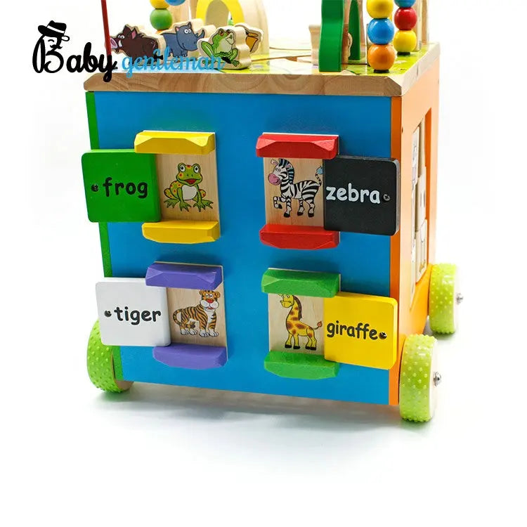 7 in 1 Wooden Activity Cube Baby Walker for Toddlers Educational Learning Toy