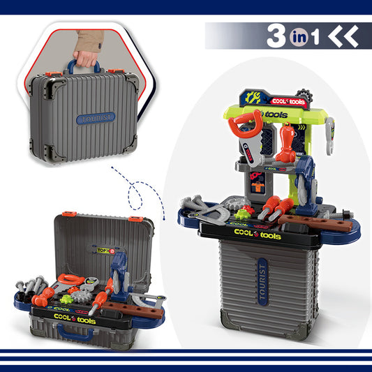 Tooling Box Kids Pretend Play Set Plastic Tool Toys Workshop Table Toy for Children