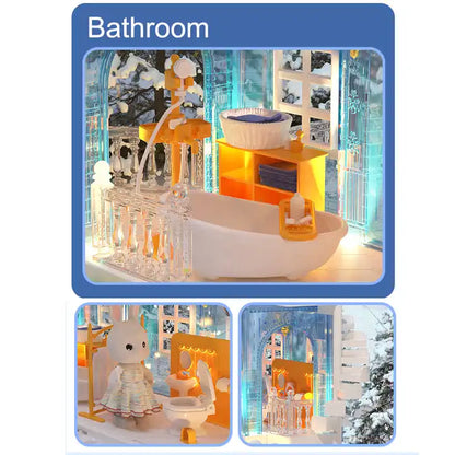 Miniature Furnitures House Model Children Crystal Palace Building Princess Castle Doll House Play Set for Kids Girls