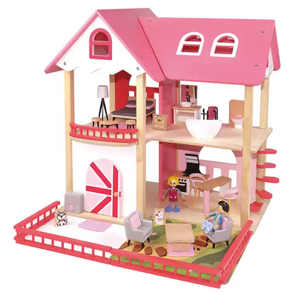 Wooden Dream Nordic Doll House with Figure Furniture Toys Kids Furniture DIY Wooden Doll House