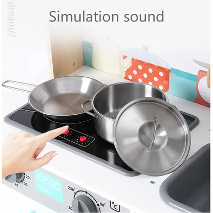 wooden kitchen toy sound and light simulation cooking kitchen toy set