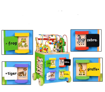 7 in 1 Wooden Activity Cube Baby Walker for Toddlers Educational Learning Toy