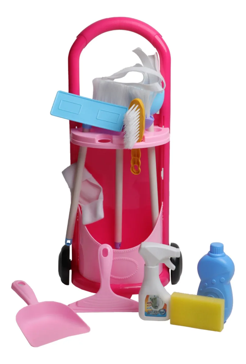 Household Cleaning Trolley Set – Pink