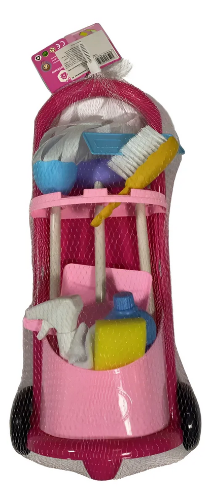 Household Cleaning Trolley Set – Pink