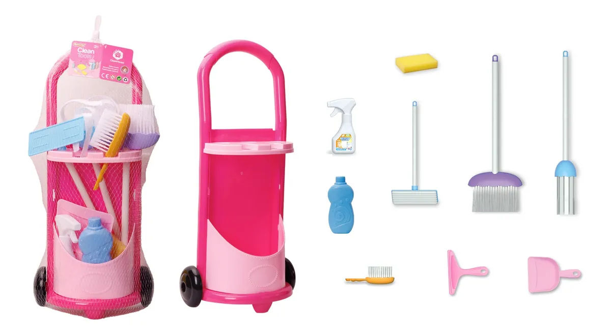 Household Cleaning Trolley Set – Pink