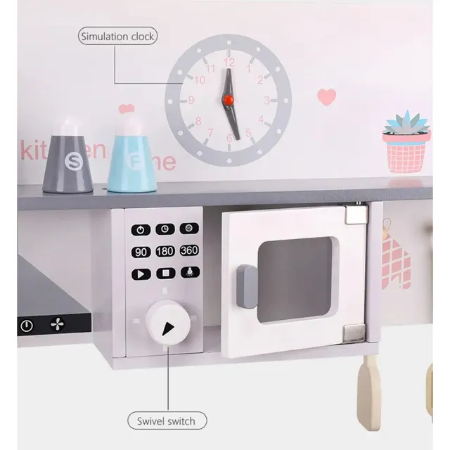 Grey & White Wooden Kitchen Playset