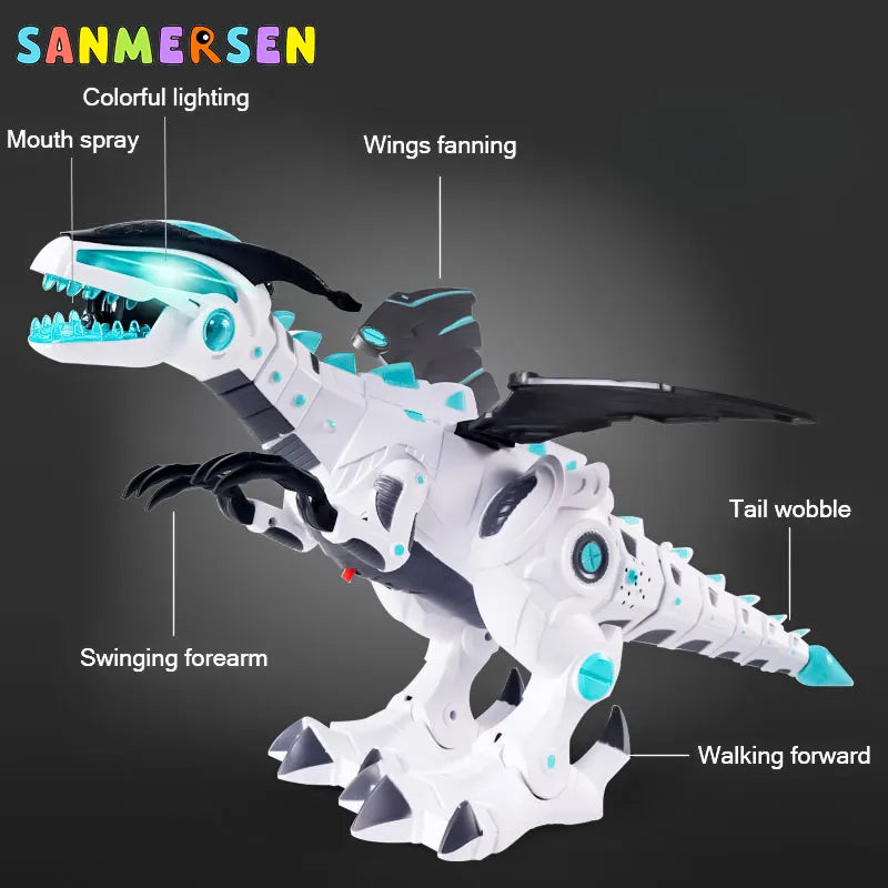 Large Spray Mechanical Dinosaurs With Wing Cartoon Electronic Walking Animal Model Dinosaur Robot Kids Toys