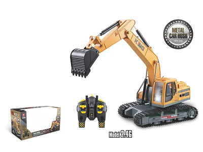 8 Channel Full Function 2.4G Wireless RC Excavator Toy Metal Bulldozer