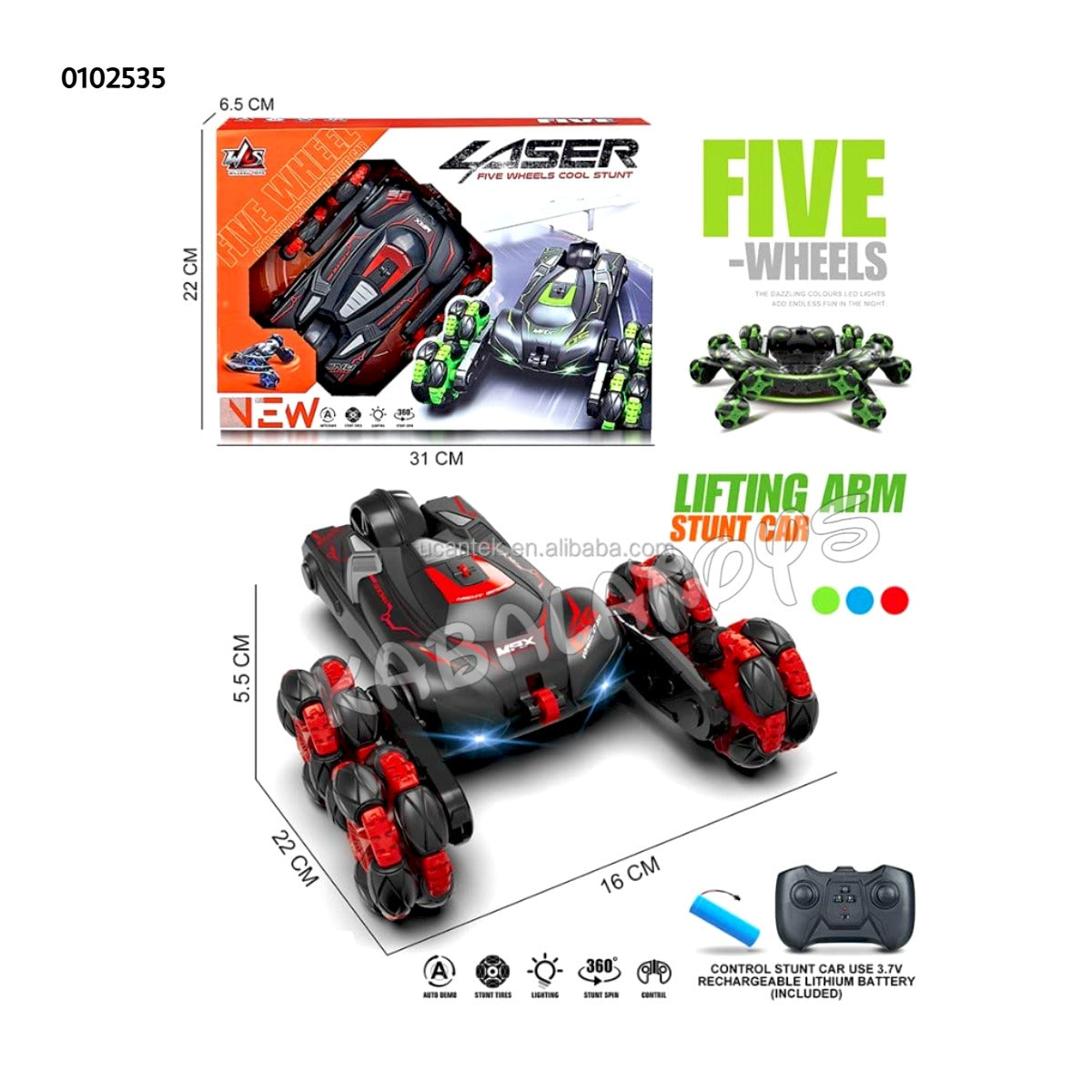 5 wheel R/C stunt car