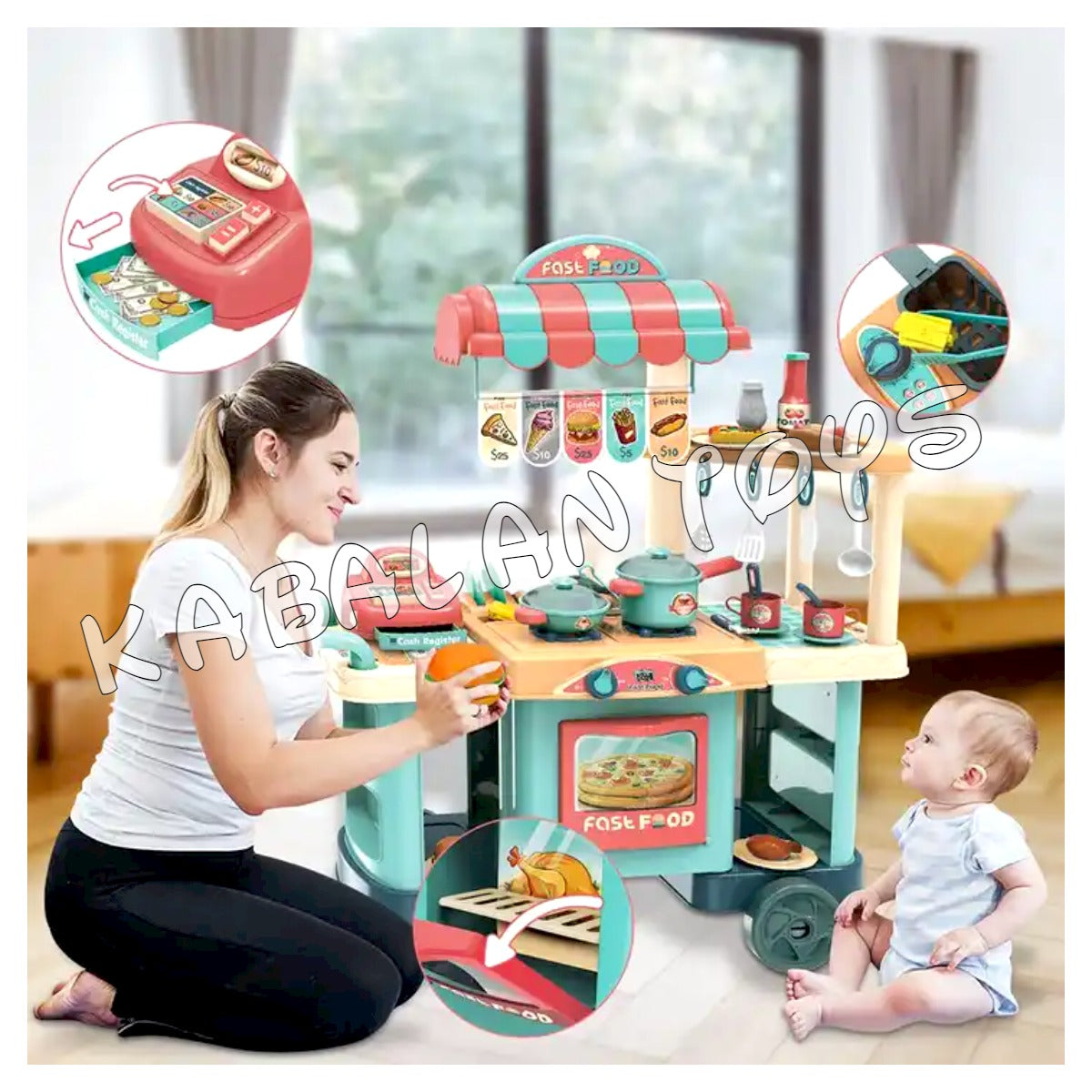 Kitchen Set Push Food Kart