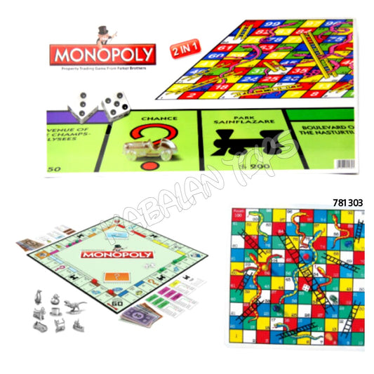 2 in 1 monopoly + snake and ladders