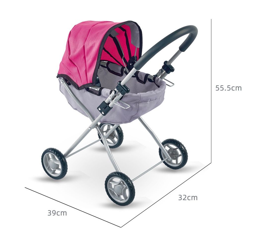 Grey and Pink Baby Doll Stroller