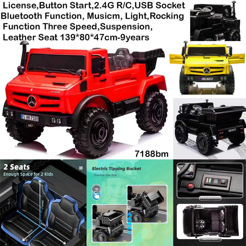 Ride On Truck For Kids With RC & Battery Powered 12V 7AH (Mercedes truck)