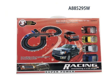 Racing Track Set with multiple vehicles and track pieces