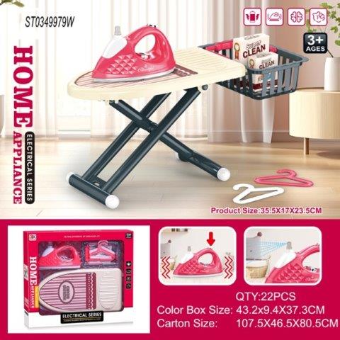 Kids Laundry Play Set Pretend Play Laundry Toy Foldable Ironing Board Toy