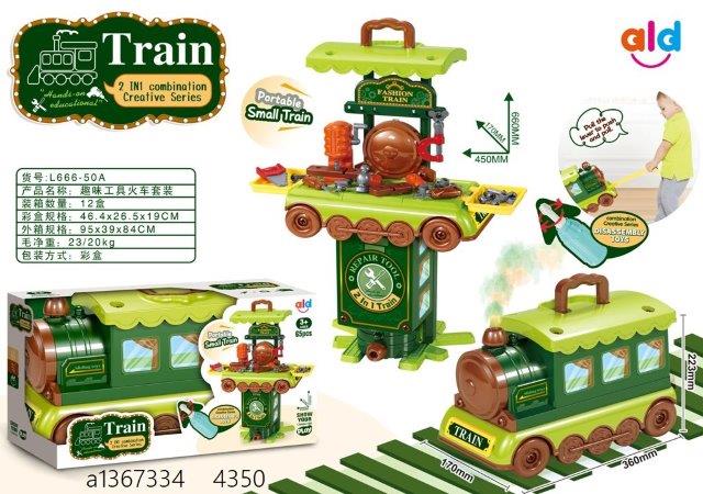 2-in-1 Workbench and Train Toy Set