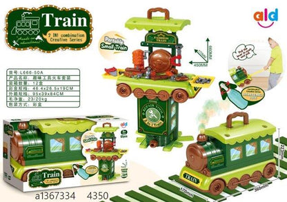 2-in-1 Workbench and Train Toy Set