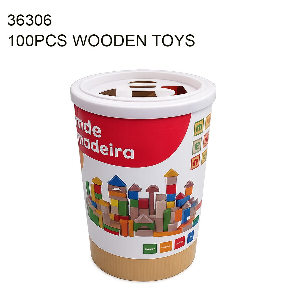 Wooden building blocks set