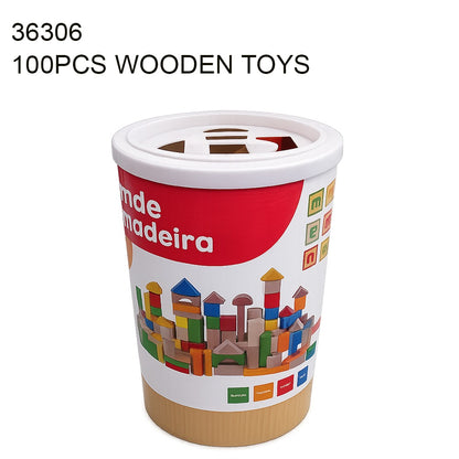 Wooden building blocks set