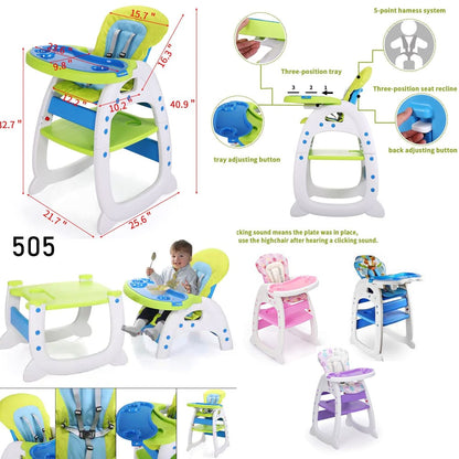 3-in-1 convertible toddler highchair and table set