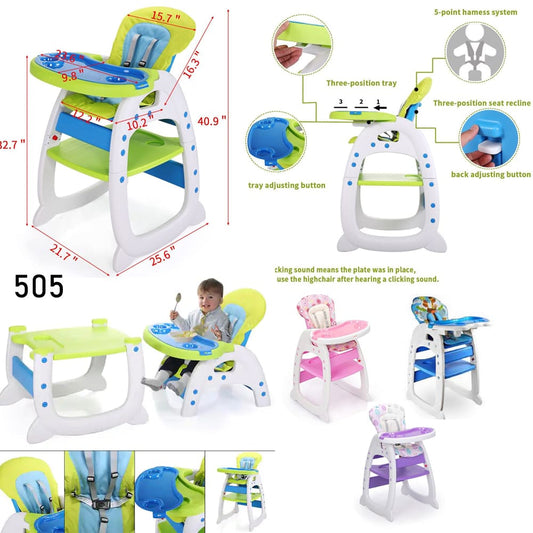 3-in-1 convertible toddler highchair and table set