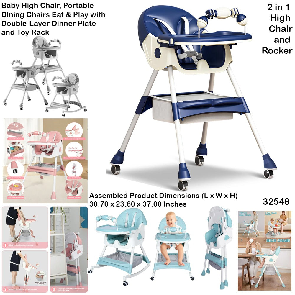 Multifunctional convertible baby high chair and rocker