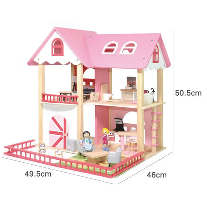 Wooden Dream Nordic Doll House with Figure Furniture Toys Kids Furniture DIY Wooden Doll House