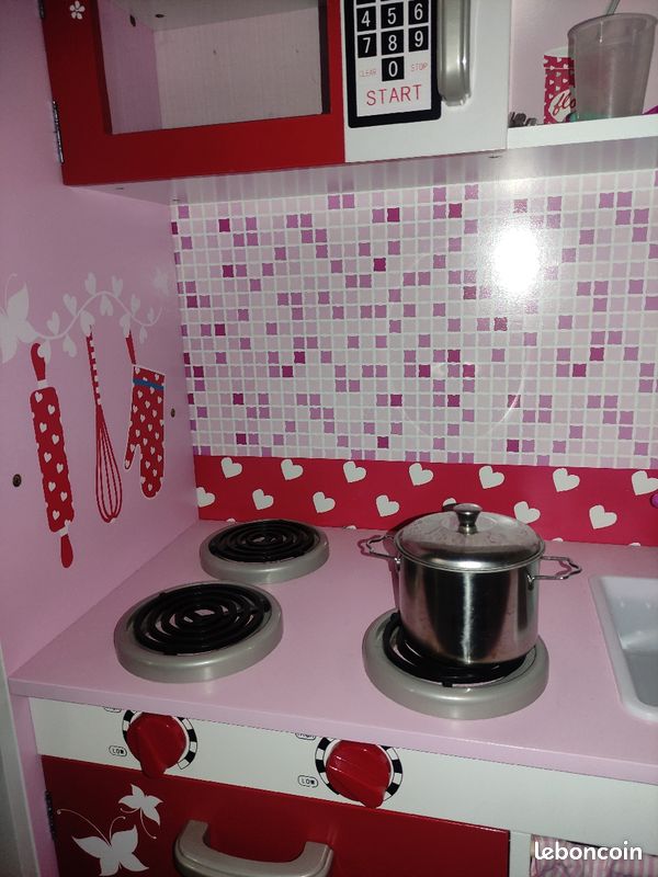 Pink and Red Wooden Kitchen Toy