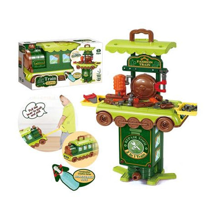 2-in-1 Workbench and Train Toy Set