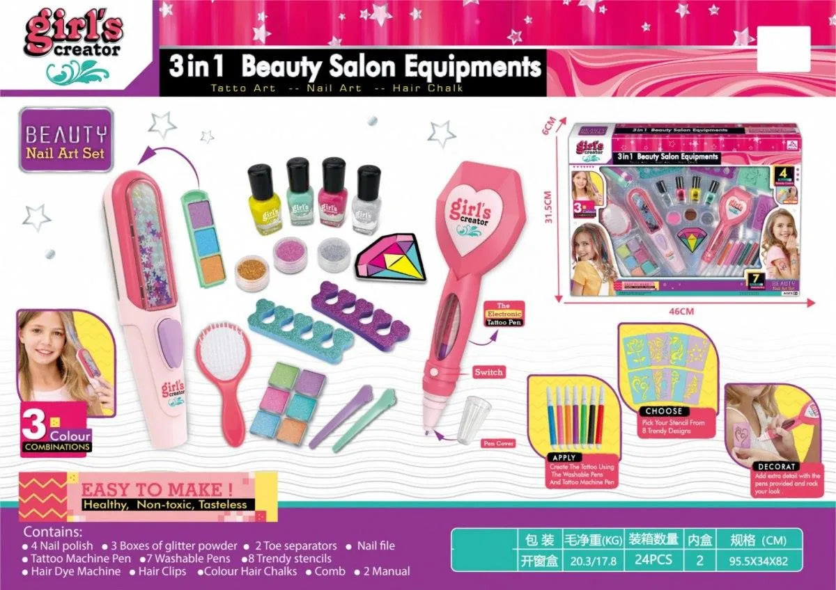3 in 1 beauty salon accessories nails, tattoo, and hair