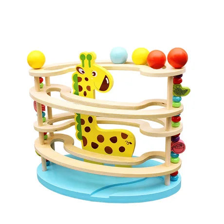 wooden giraffe roll ball tower baby toys / kids toys