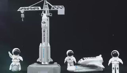 space team set with rocket and astronauts