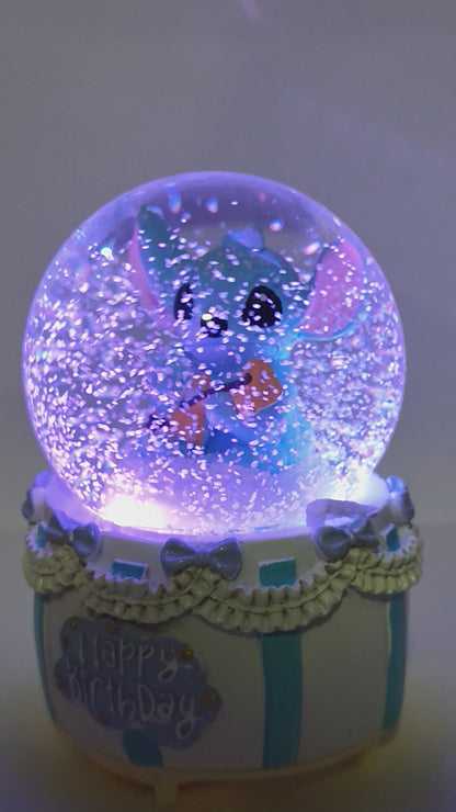Stitch Happy Birthday Snow Globe Music Box