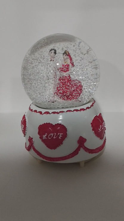 Wedding Couple Love Snow Globe Music Box