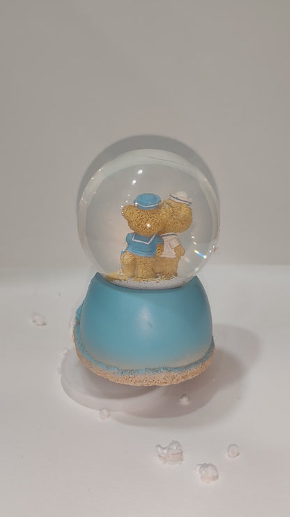 Teddy Bear Love Snow Globe – Blue