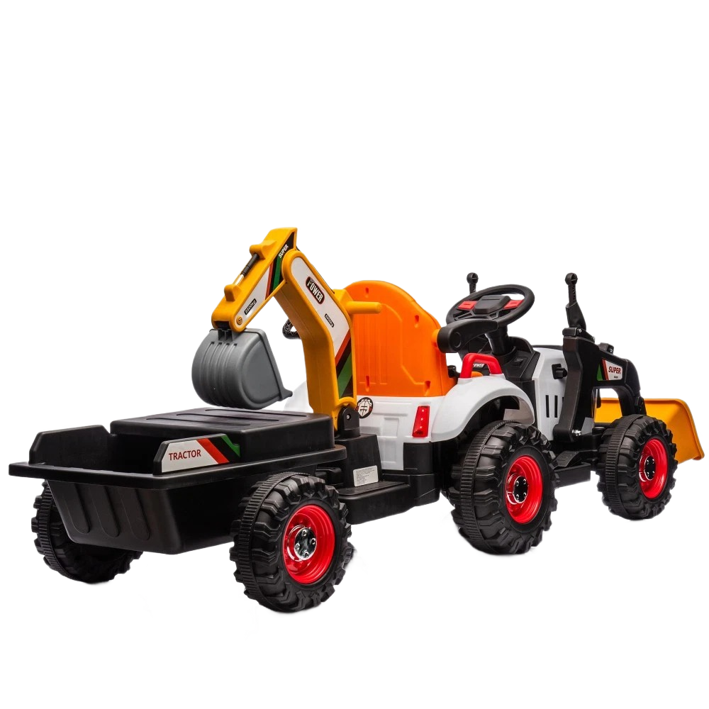 Kids Excavator Ride-On with Trailer & MP3