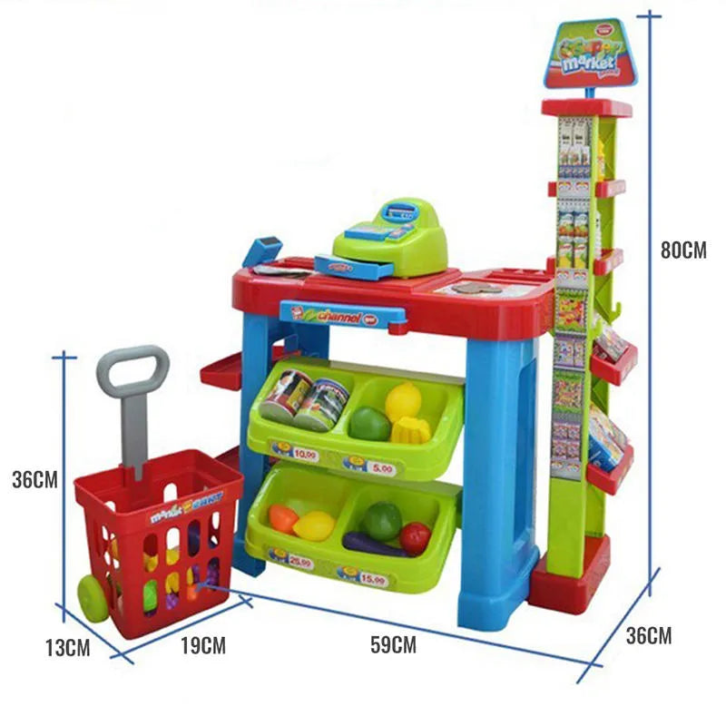 Kids Supermarket Playset with Trolley
