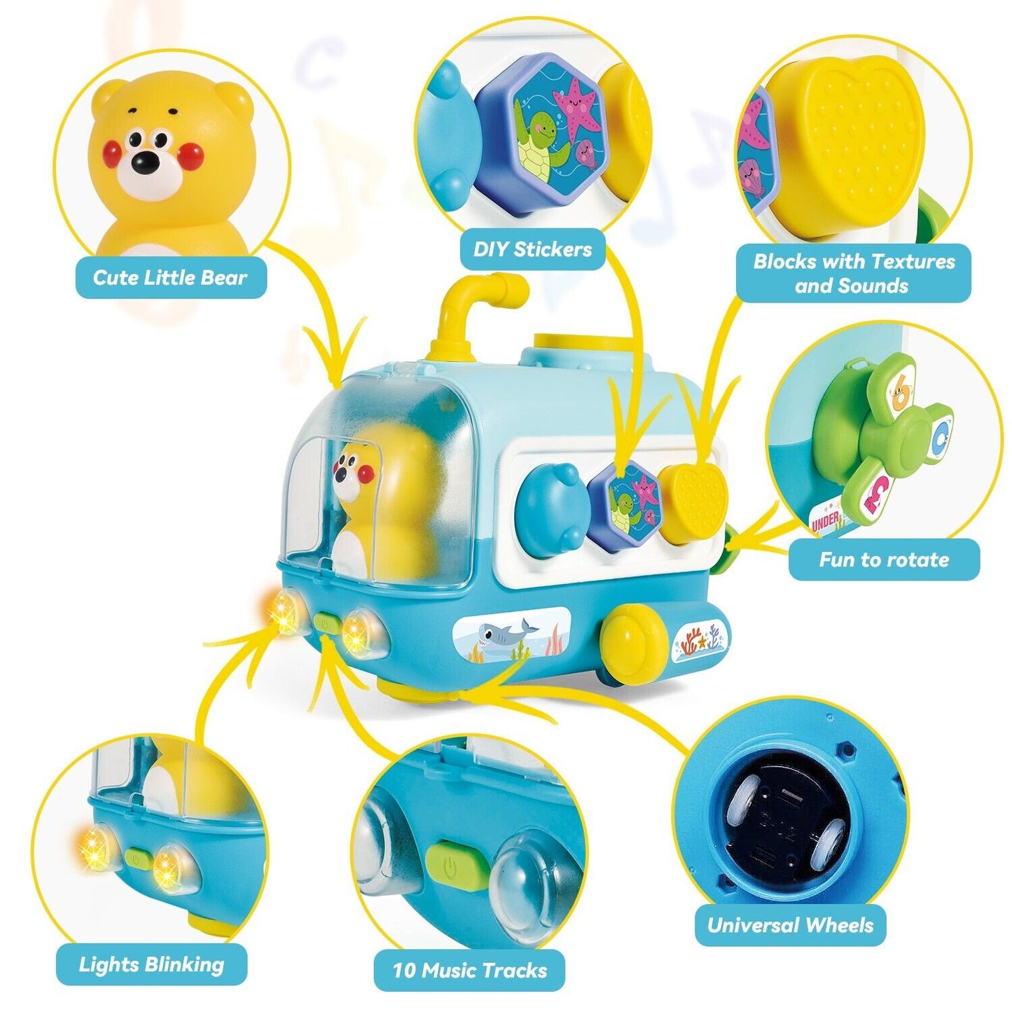 Plug-in toy baby toys from 6 months, submarine baby music toy