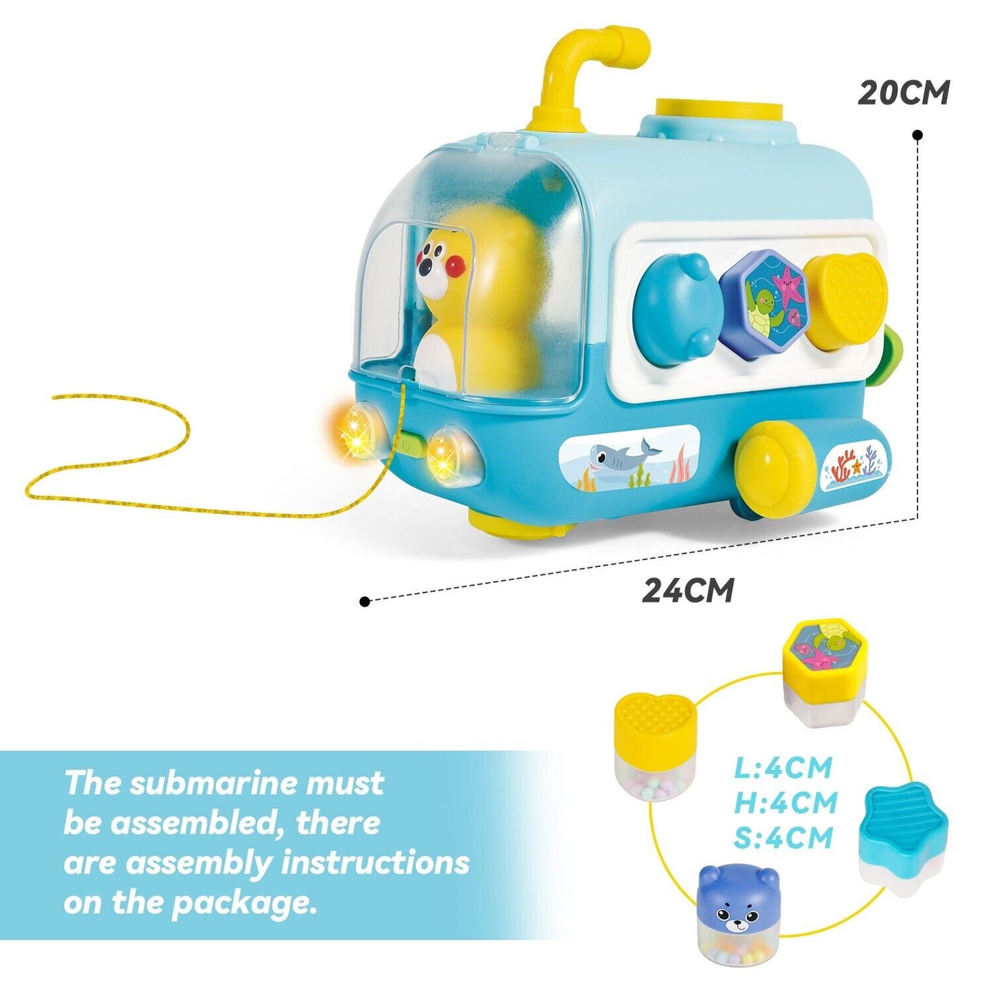 Plug-in toy baby toys from 6 months, submarine baby music toy