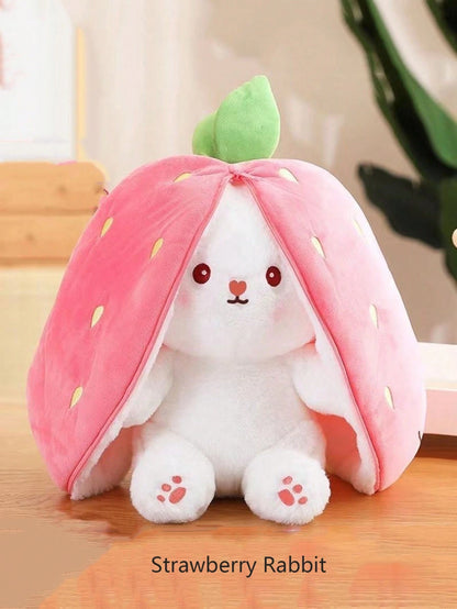 Plush Bunny Plush Toy Funny Hiding Strawberry/Carrot Bag