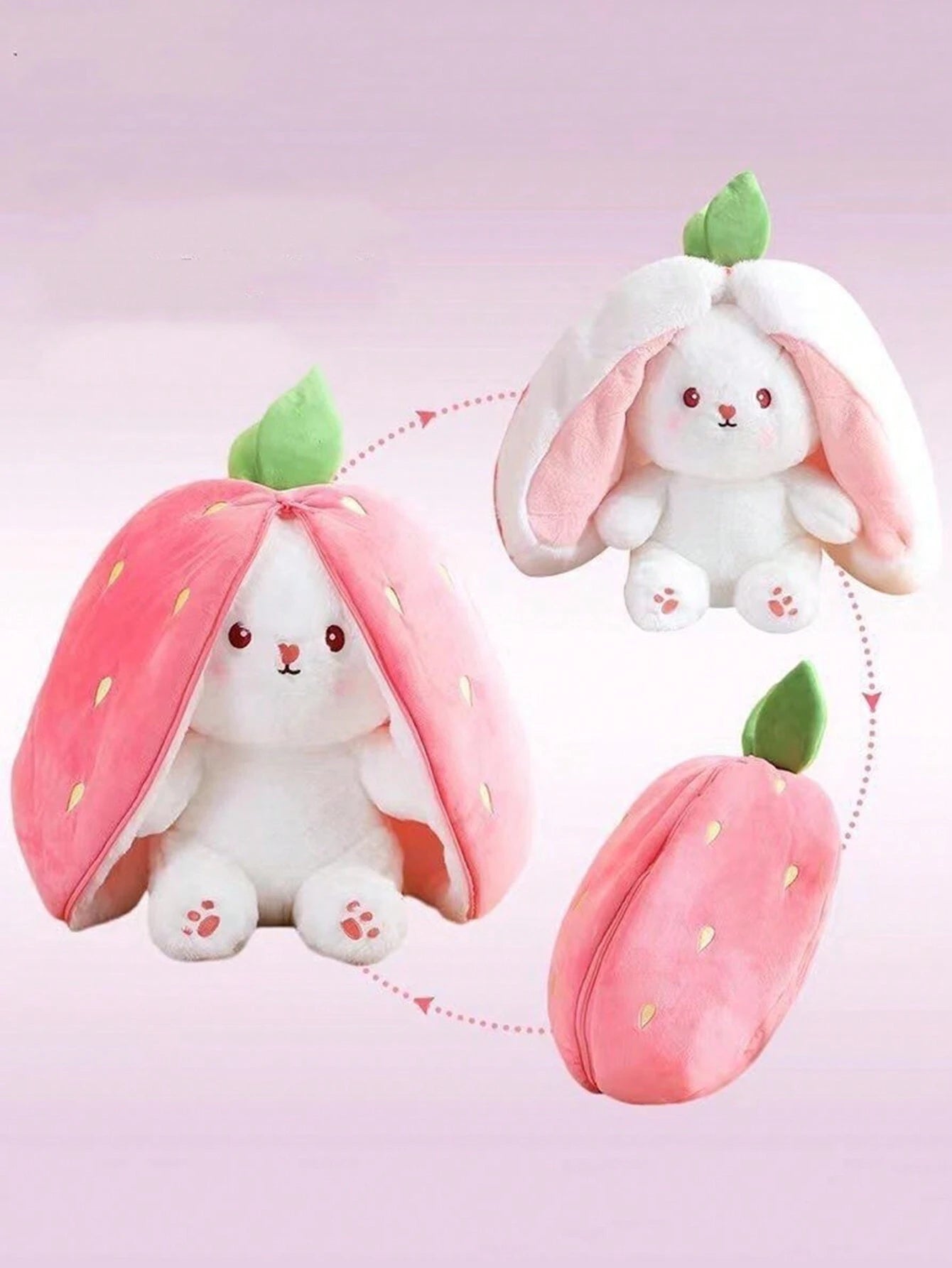 Plush Bunny Plush Toy Funny Hiding Strawberry/Carrot Bag